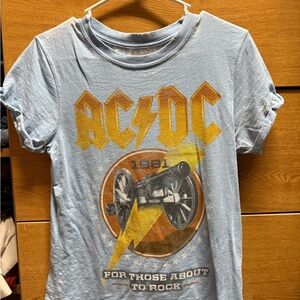 AC/DC Kids Light Blue Graphic Tee with Gold and Black Design
